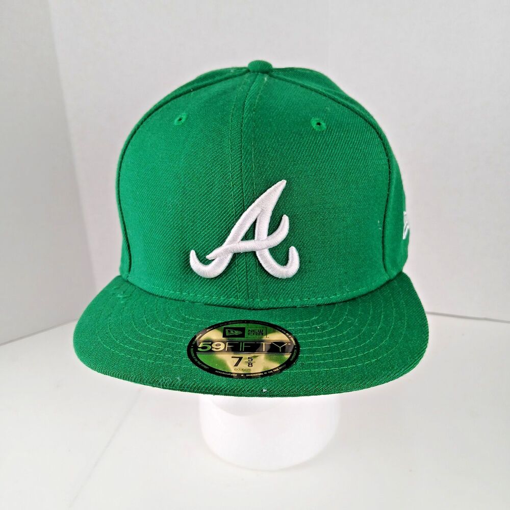 Atlanta Braves New Era 59FIFTY Fitted Hat 7 5/8 Green White MLB Cap